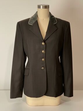 Equestrian Tailored Blazer with Velvet-Trim Collar Salzburg Buttons